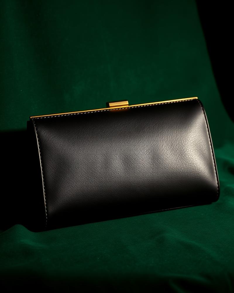 Obsidian Leather Clutch